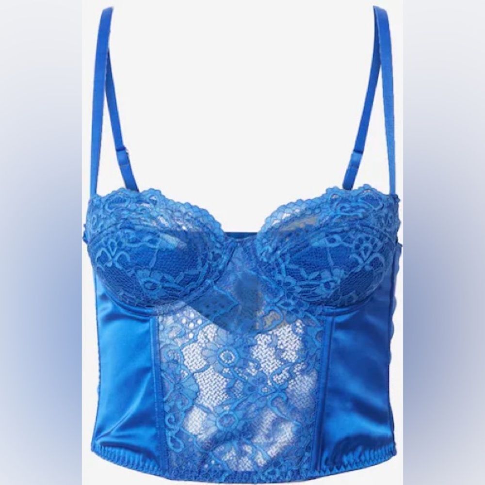 BDG Urban Outfitters Royal Blue Lace and Satin Corset Crop Top Size small - Picture 9 of 9